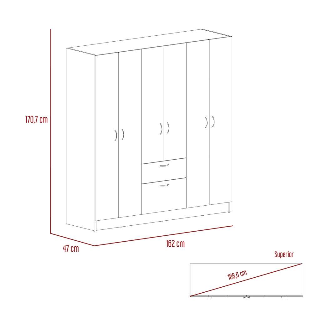 Closet Mitú Ceniza 162 cm con Siete Puertas y un Cajón - Closets | Bylmo