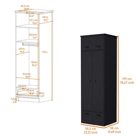 Closet Wengue 59x179cm con 2 Cajones con 1 Entrepaños - Closets | Bylmo