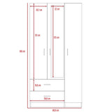 Closet Oporto Coñac 89 cm con Tres Puertas y Dos Cajones - Closets | Bylmo