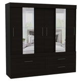 Closet Portofino Wengue 180 cm con Espejo, Cinco Puertas y Dos Cajones - Closets | Bylmo