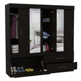 Closet Portofino Wengue 180 cm con Espejo, Cinco Puertas y Dos Cajones - Closets | Bylmo