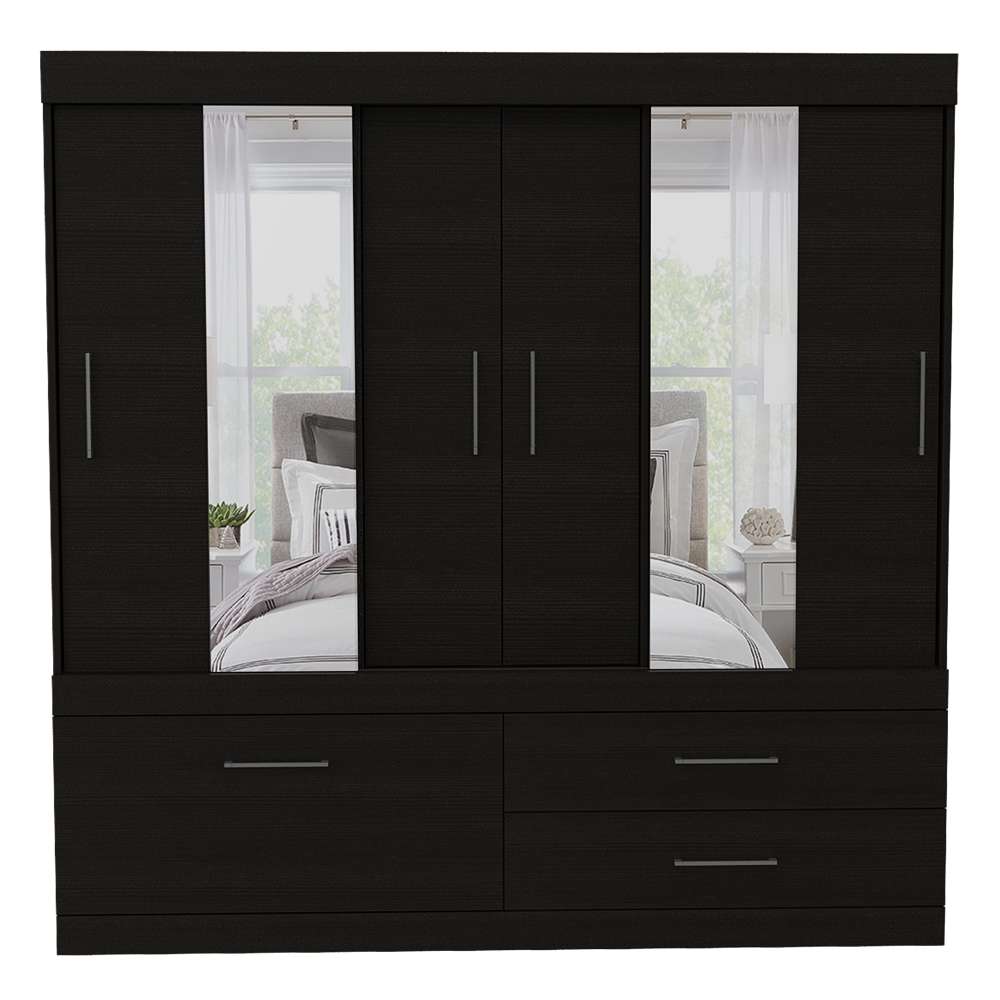 Closet Portofino Wengue 180 cm con Espejo, Cinco Puertas y Dos Cajones - Closets | Bylmo