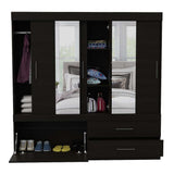 Closet Portofino Wengue 180 cm con Espejo, Cinco Puertas y Dos Cajones - Closets | Bylmo