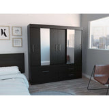 Closet Portofino Wengue 180 cm con Espejo, Cinco Puertas y Dos Cajones - Closets | Bylmo