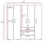 Closet Serrat Rovere 200 cm con Cinco Puertas y Tres Cajones - Closets | Bylmo