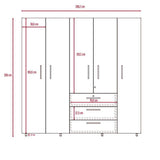 Combo Closet y Silla Bar Serrat Rovere 200 cm con Cinco Puertas y Tres Cajones - Closets | Bylmo