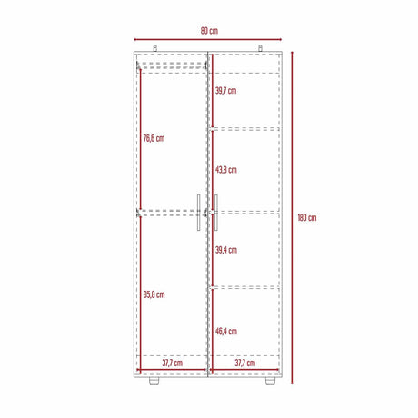 Closet Tera Bardolino 80x180cm sin Cajones con 3 Entrepaños - Closets | Bylmo