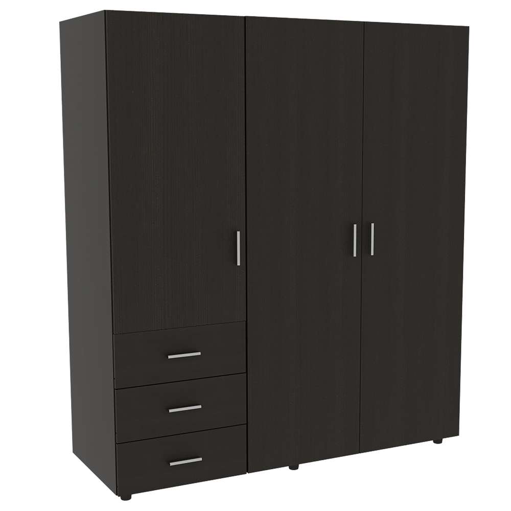 Closet Venecia Wengue 140 cm con Tres Puertas y Tres Cajones - Closets | Bylmo