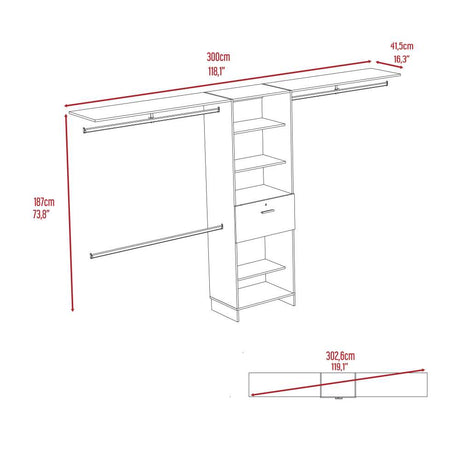 Closet Plego Wengue 300x187.6cm con 1 Cajones con 4 Entrepaños - Closets | Bylmo