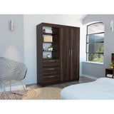 Closet Kenya Habano 150 cm con Dos Puertas y Tres Cajones - Closets | Bylmo