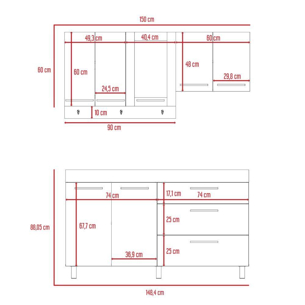 Cocina Karavan Siena y Blanco 150 cm - Cocinas | Bylmo