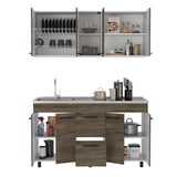 Cocina Boston Bellota y Blanco 150 cm Izquierda con Mesón - Cocinas | Bylmo