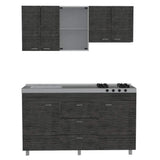 Cocina Caribe Roble Gris 150 cm Izquierda con Mesón - Cocinas | Bylmo