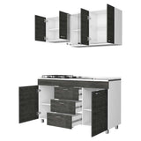 Cocina Lumina Roble Gris 150 cm Derecha con Mesón - Cocinas | Bylmo