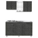 Cocina Lumina Roble Gris 150 cm Derecha con Mesón - Cocinas | Bylmo