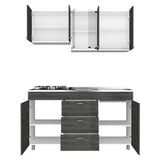 Cocina Lumina Roble Gris 150 cm Derecha con Mesón - Cocinas | Bylmo