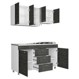 Cocina Lumina Roble Gris 150 cm Izquierda con Mesón - Cocinas | Bylmo
