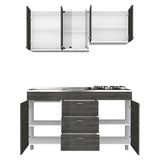 Cocina Lumina Roble Gris 150 cm Izquierda con Mesón - Cocinas | Bylmo