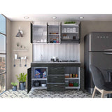 Cocina Lumina Roble Gris 150 cm Izquierda con Mesón - Cocinas | Bylmo