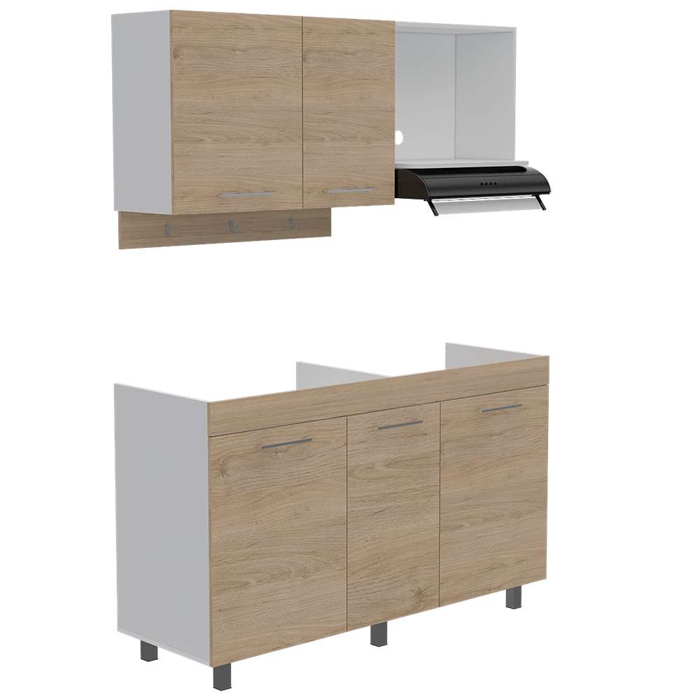 Cocina Miro Rovere y Blanco 150x90cm sin Mesón y sin Estufa