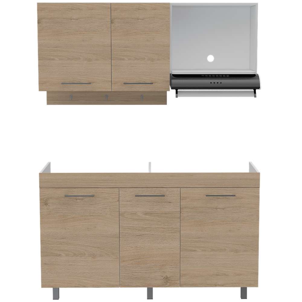 Cocina Miro Rovere y Blanco 150x90cm sin Mesón y sin Estufa