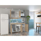 Cocina Miro Rovere y Blanco 150x90cm sin Mesón y sin Estufa