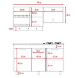 Cocina Miro Rovere y Blanco 150x90cm sin Mesón y sin Estufa