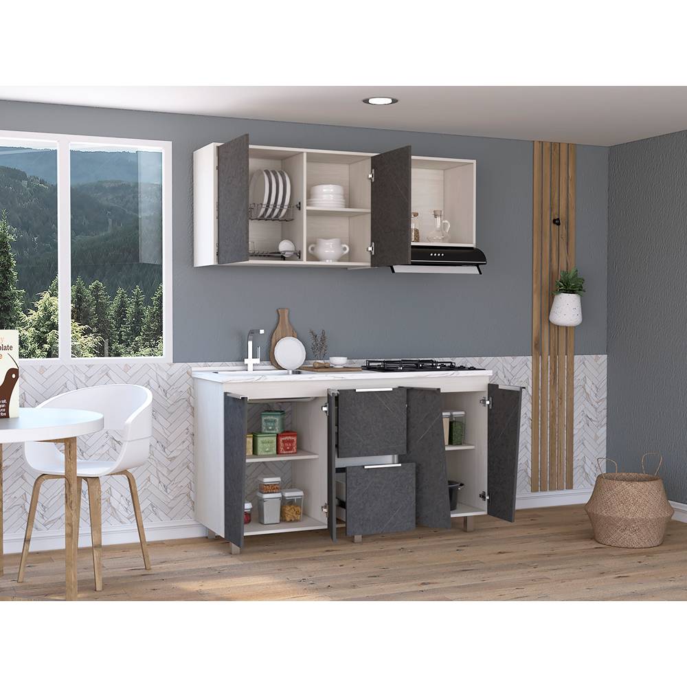 Cocina Nara Niebla y Onix 150 cm Izquierda Sin Mesón - Cocinas | Bylmo