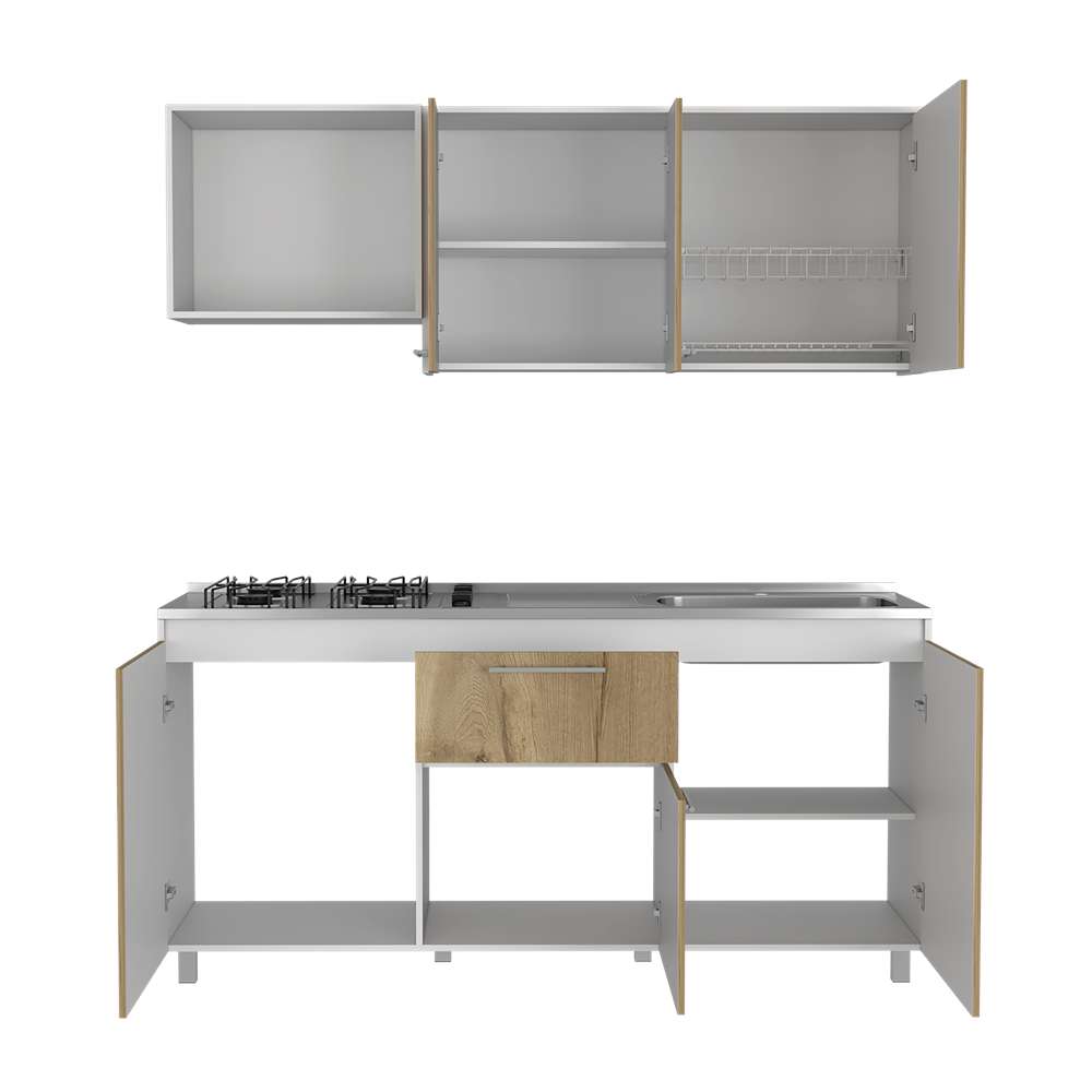 Cocina Atalanta Duna y Blanco 180 cm Derecha con Mesón - Cocinas | Bylmo