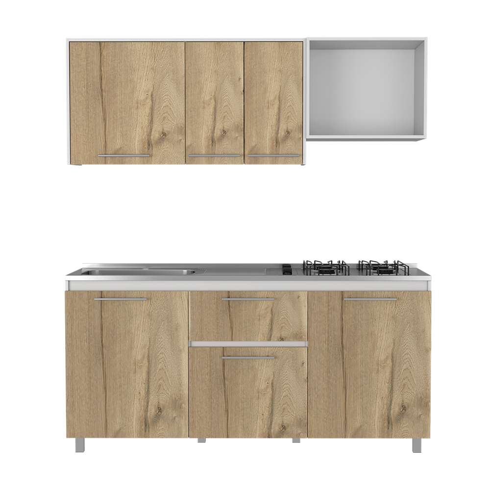 Cocina Atalanta Duna y Blanco 180 cm Izquierda con Mesón - Cocinas | Bylmo