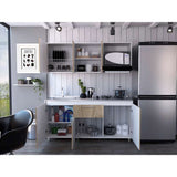 Cocina Atalanta Duna y Blanco 180 cm Izquierda con Mesón - Cocinas | Bylmo