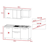 Cocina Atalanta Duna y Blanco 180 cm Izquierda con Mesón - Cocinas | Bylmo