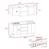 Cocina Kiara Taupe y Duna 180 cm Derecha con Mesón - Cocinas | Bylmo
