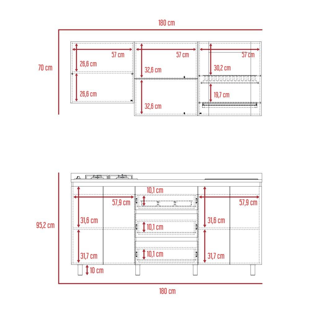 Cocina Kiara Taupe y Duna 180 cm Derecha con Mesón - Cocinas | Bylmo