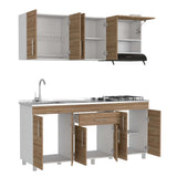 Cocina Mariana Miel y Blanco 180 cm Izquierda con Mesón - Cocinas | Bylmo