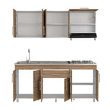 Cocina Mariana Miel y Blanco 180 cm Izquierda con Mesón - Cocinas | Bylmo