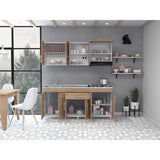 Cocina Mariana Miel y Blanco 180 cm Izquierda con Mesón - Cocinas | Bylmo