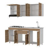 Cocina Mariana Miel y Blanco 180 cm Derecha con Mesón - Cocinas | Bylmo
