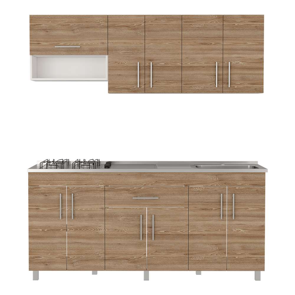 Cocina Mariana Miel y Blanco 180 cm Derecha con Mesón - Cocinas | Bylmo