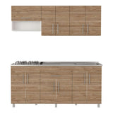 Cocina Mariana Miel y Blanco 180 cm Derecha con Mesón - Cocinas | Bylmo