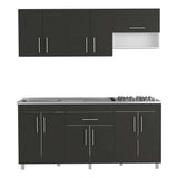 Cocina Mariana Wengue y Blanco 180 cm Izquierda con Mesón - Cocinas | Bylmo