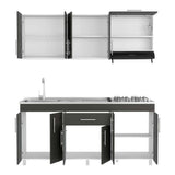 Cocina Mariana Wengue y Blanco 180 cm Izquierda con Mesón - Cocinas | Bylmo
