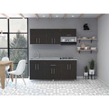 Cocina Mariana Wengue y Blanco 180 cm Izquierda con Mesón - Cocinas | Bylmo