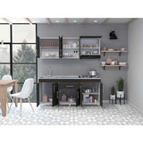 Cocina Mariana Wengue y Blanco 180 cm Izquierda con Mesón - Cocinas | Bylmo