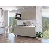 Cocina Sakai Taupe y Blanco 180 cm Derecha con Mesón - Cocinas | Bylmo