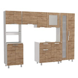 Cocina Samara Blanco y Miel 290x60cm con Mesón de Acero Inoxidable Lado Derecho y sin Estufa - Cocinas | Bylmo