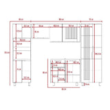 Cocina Samara Blanco y Miel 290x60cm con Mesón de Acero Inoxidable Lado Derecho y sin Estufa - Cocinas | Bylmo