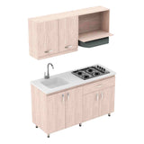 Cocina Ambar Soder y Mali 150 cm Mueble Superior e Inferior con Mesón de Mármol Sintético - Cocinas | Bylmo