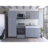 Cocina Ferreti Gris y Blanco 220 cm Derecha con Mesón - Cocinas | Bylmo