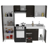 Cocina Ferreti Wengue 220 cm Derecha con Mesón - Cocinas | Bylmo